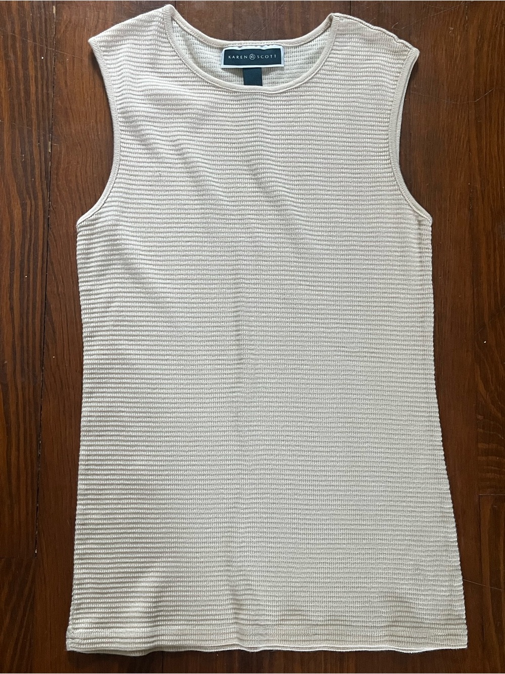 Karen Scott Cream Ribbed Sleeveless Top